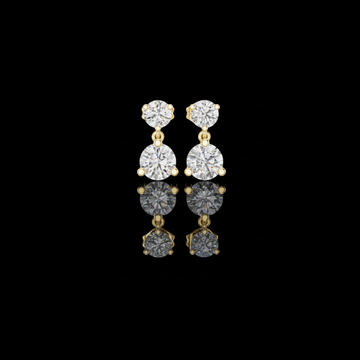 2.00 CT Dual Brilliance Round Moissanite Diamond Drop Earrings with Graduated Two-Stone Design
