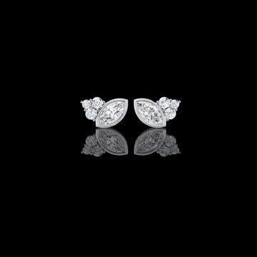 1.00 CT Exquisite Marquise Moissanite Diamond Cluster Stud Earrings in Bezel Setting for Timeless Elegance