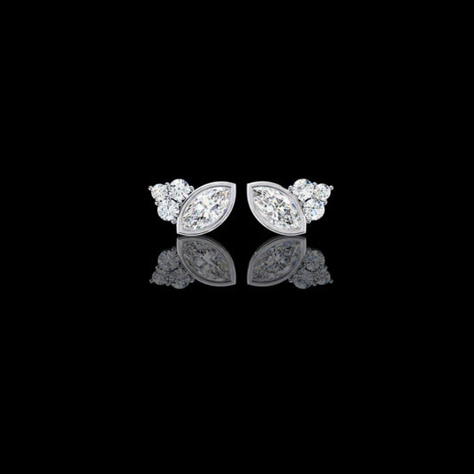 1.00 CT Exquisite Marquise Moissanite Diamond Cluster Stud Earrings in Bezel Setting for Timeless Elegance