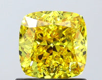 Great 1.14 CT Cushion Shape Fancy Vivid Yellow Color VVS1 Clarity Lab Grown Diamond For Soft Truth