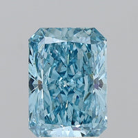 Shiny 3.01 CT Radiant Shape Fancy Vivid Blue Color SI2 Clarity Moissanite Diamond For Birthday Ring
