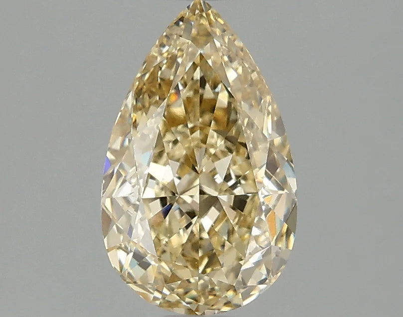 Classic 1.51 CT Pear Shape Fancy Yellow Color VS1 Clarity Moissanite Diamond For Wide Blue
