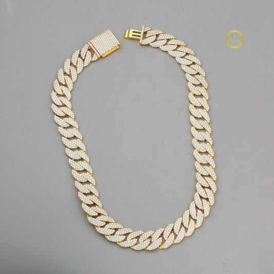 Full Pave Set Thorn Motif Cuban Link Chain Necklace with Lab Diamonds - view 3