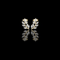 0.65 CT Charming Moissanite Marquise Cut Leaf Climber Earrings Nature Inspired Fine Jewelry