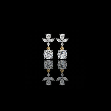 0.83 CT Elegant Pear and Marquise Cut Floral Cluster Drop Lab Grown Earrings with Round Solitaire Dangles