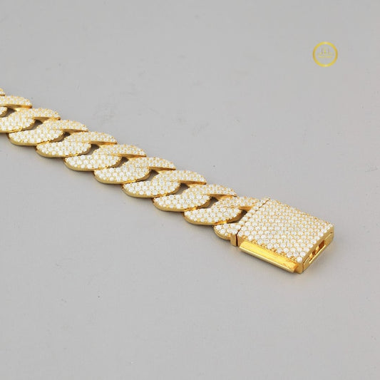 Full Pave Set Thorn Motif Cuban Link Chain Necklace with Lab Diamonds - view 4