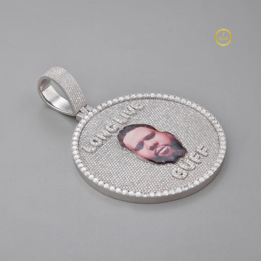 Custom Photo Memorial Iced Out 3D Medallion Pendant - view 4