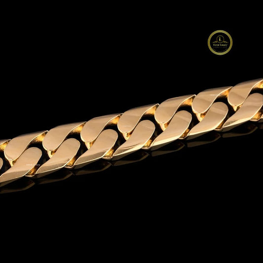 Plain Cuban Link Chain Necklace with Pave Set on Clasp - view 3