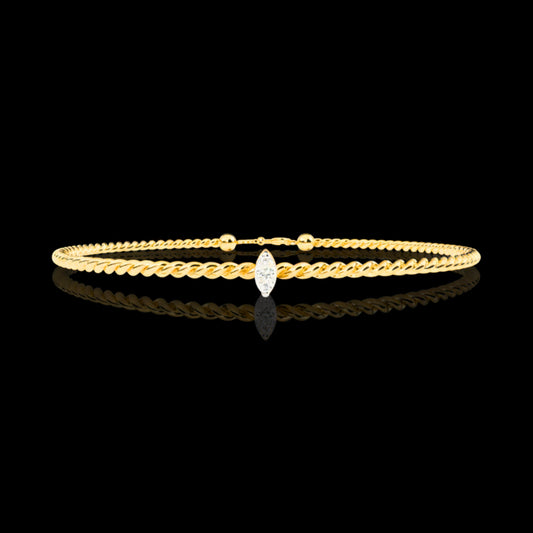 1 TCW Minimalist Gold Chain Bracelet Featuring a Sparkling Round Lab Diamond Accent By Ivevar