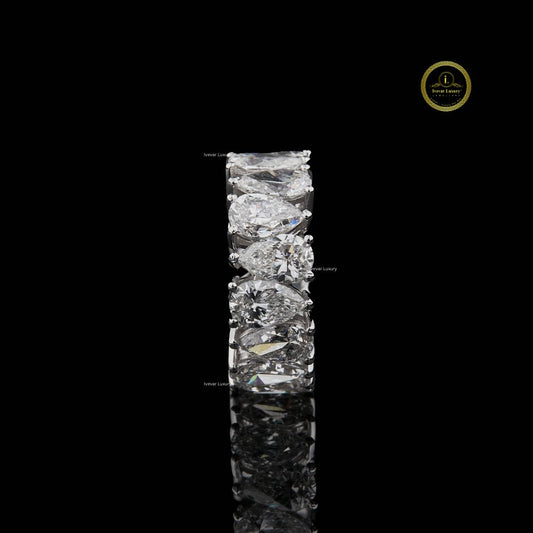 Pear Cut Lab Diamond Eternity Wedding Band - view 3
