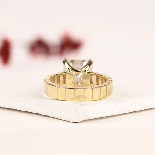 Asscher Cut Baguette Channel Set Lab Diamond Engagement Ring - view 3