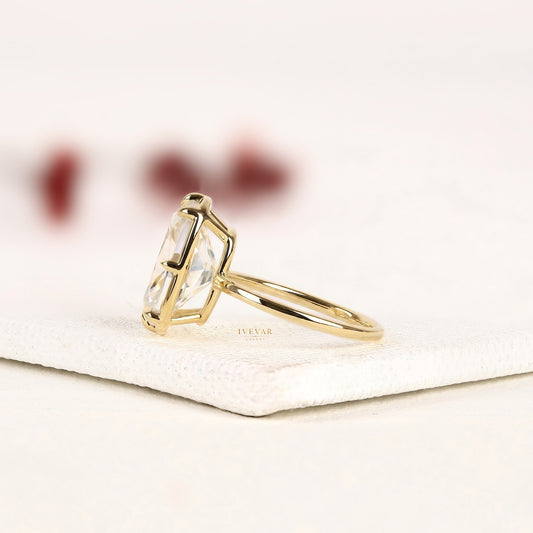 Cushion Cut Lab Diamond Solitaire Gold Engagement Ring - view 3