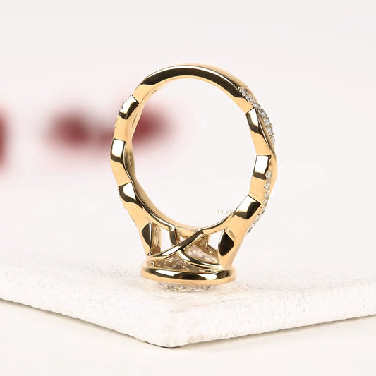 Bezel Set Round Cut Lab Diamond Twisted Pave Band Ring - view 3