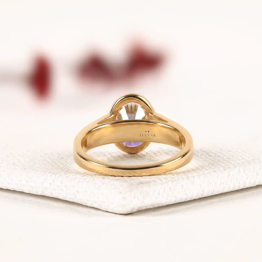 Bezel Set Oval Cut Lab Diamond Engagement Ring - view 3