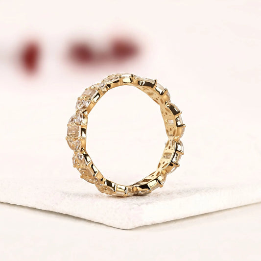 Baguette and Marquise Lab Diamond Floral Infinity Band - view 3