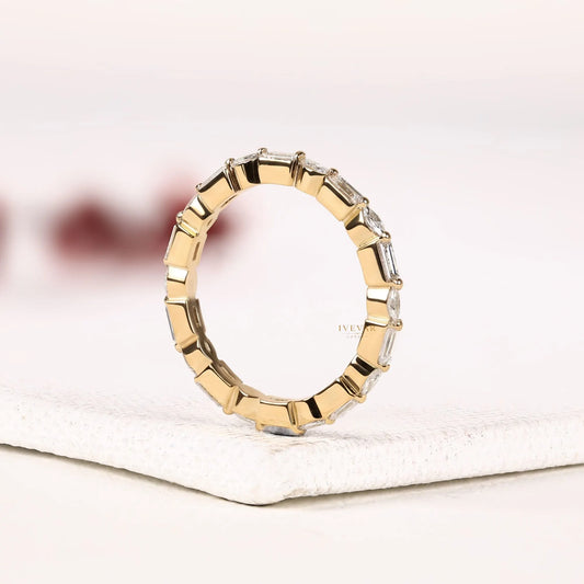Baguette & Marquise Alternative Lab Diamond Eternity Wedding Band - view 3