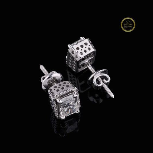 3.00 CT Radiant Cut Lab Grown Diamond Halo Stud Earrings - view 3