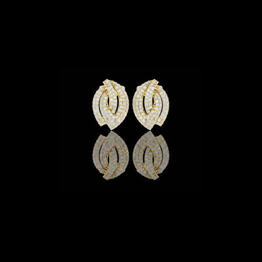 0.57 TCW Luxurious Pavé Leaf Moissanite Diamond Stud Earrings with Sculpted Brilliance