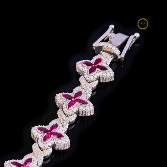 Marquise Floral Cut Lab Grown Diamond Tennis Bracelet - view 4