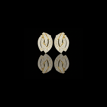 0.57 TCW Luxurious Pavé Leaf Moissanite Diamond Stud Earrings with Sculpted Brilliance