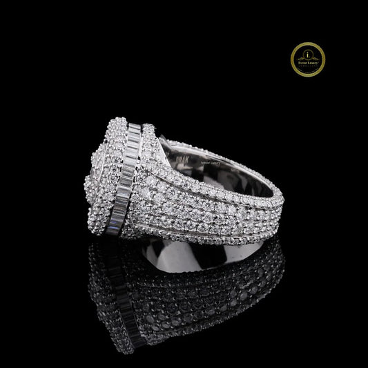 Baguette & Round Cut Halo Statement Ring - view 3