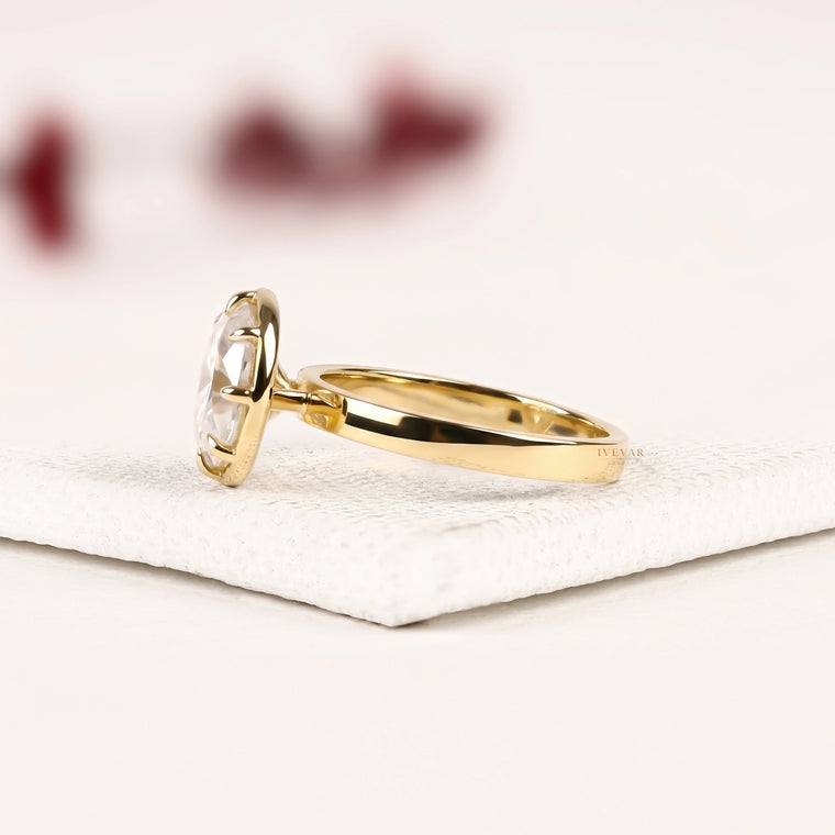 Oval Cut Moissanite Minimalist Solitaire Engagement Ring - view 2