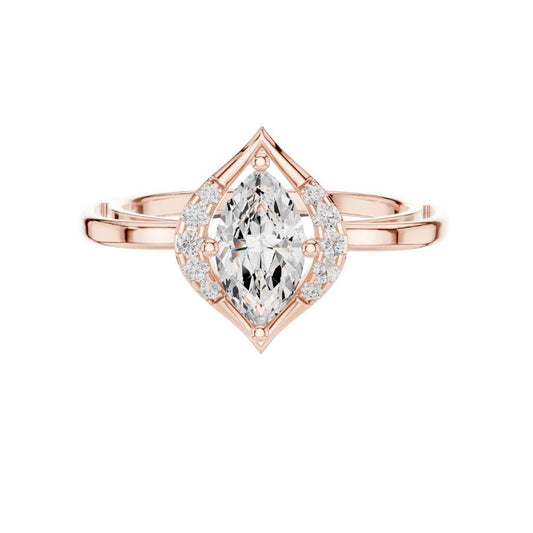 Marquise Cut Lab Diamond Geometric Halo Engagement Ring - view 2