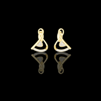 0.13 TCW Modern Gold Infinity Loop Lab Grown Round Diamond Stud Earrings with Curved Pave Arc