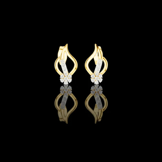 0.20 TCW Imperial Flame Curve Lab Grown Diamond Cluster Earrings with Flowing Open Silhouette