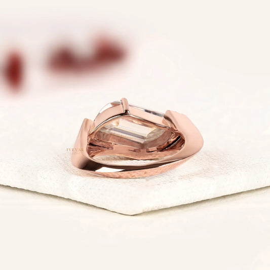 Flame Cut Lab Diamond Pave Half Halo Ring - view 3