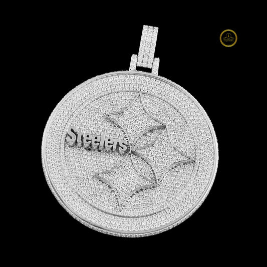Custom Steelers Medallion Pendant Iced-Out Jewelry - view 2