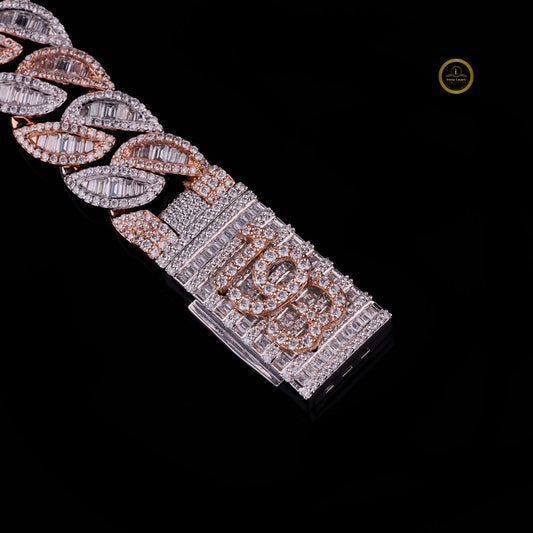 Rounded Motif Layering Chain with Micro Lab Grown Diamonds - view 3