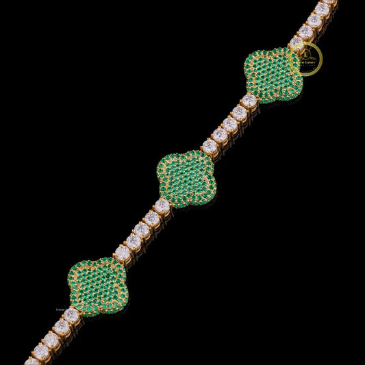 Green Clover Cut Moissanite Tennis Bracelet - view 3