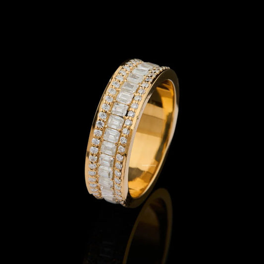Emerald Cut Multi Row Eternity Band, Round Accents - view 3