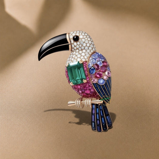 Diamond Bird Inspire Colorful Gemstone Statement Pins Brooch - view 4