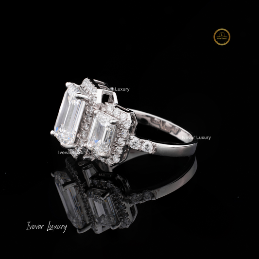 Custom Lab Grown Diamond White Gold Three Stone Ring by Ivevar