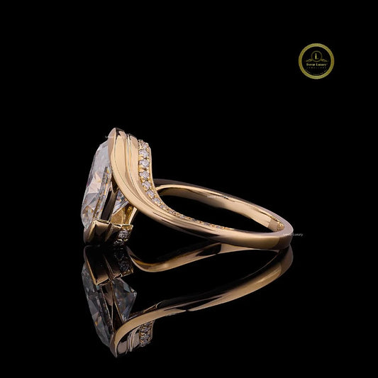 Oval Cut Lab Diamond Open Bypass Promise Ring - view 3