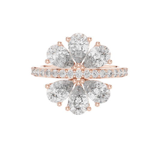 2.13 CT Graceful Round Brilliant Cut Three Stone Lab Grown Diamond Ring with Pave Set Diamond Band