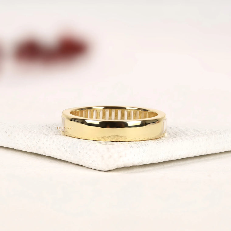 Baguette Cut Eternity Band in Gold - view 2