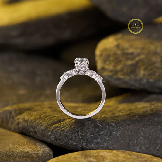 Oval Cut Lab Diamond Solitaire Ring - view 3