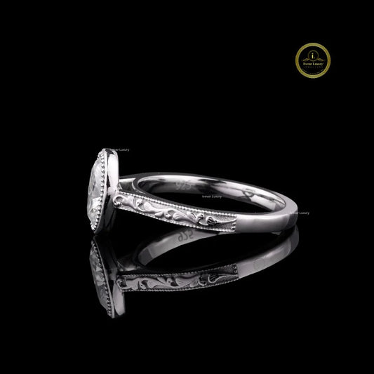 Vintage Oval Cut Milgrain Engagement Ring - view 3