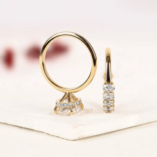 Oval Cut Lab Diamond Bridal Ring Set with Eternity Band - view 3