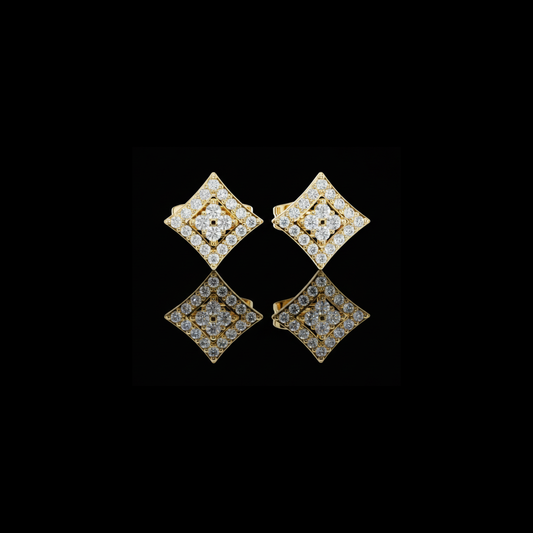 0.19 TCW Luxurious Square Lab Grown Diamond Stud Earrings with Multi Stone Brilliance