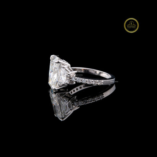 Cushion Cut Three Stone Pave Moissanite Engagement Ring - view 3