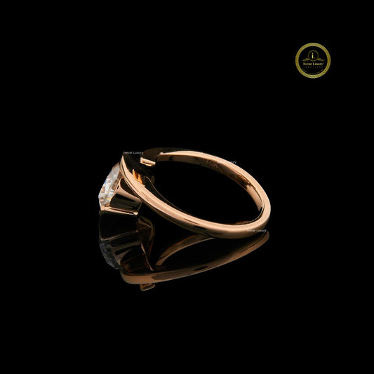 Pear Cut Lab Diamond Bypass Solitaire Ring - view 3