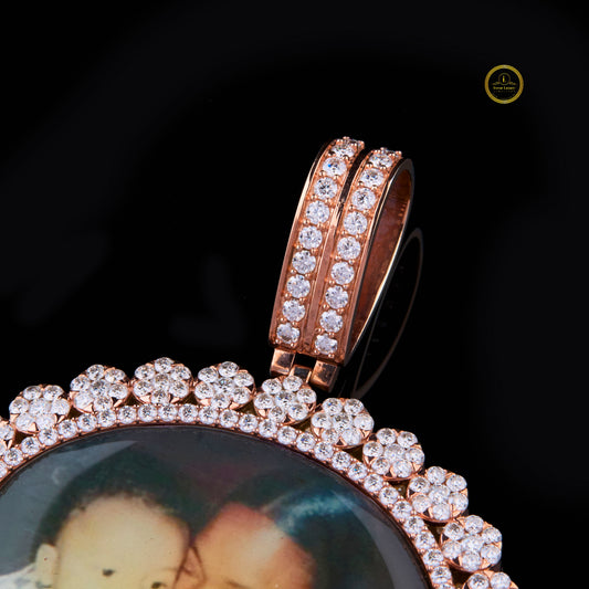 Custom Floral Mother & Son Photo Memorial Pendant - view 3