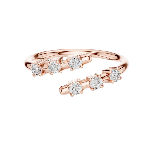 0.21 TCW Trendy Open Bypass Lab Grown Ring in Gold with Floating Round Brilliant Diamonds