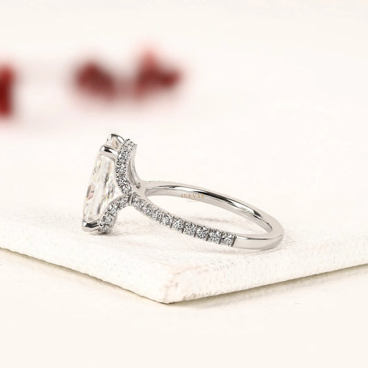 Radiant Cut Lab Diamond Hidden Halo Engagement Ring - view 3