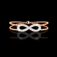 0.50 TCW Elegant Rose Gold Infinity Chain Bracelet Moissanite Diamond stands Symbol of Eternal Love By Ivevar