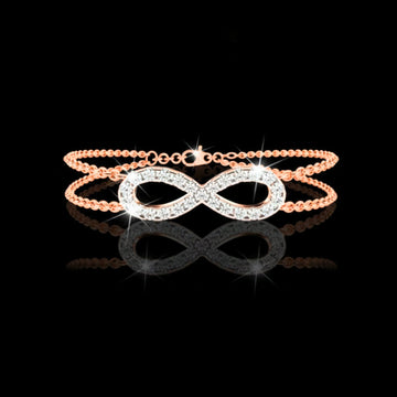 0.50 TCW Elegant Rose Gold Infinity Chain Bracelet Moissanite Diamond stands Symbol of Eternal Love By Ivevar